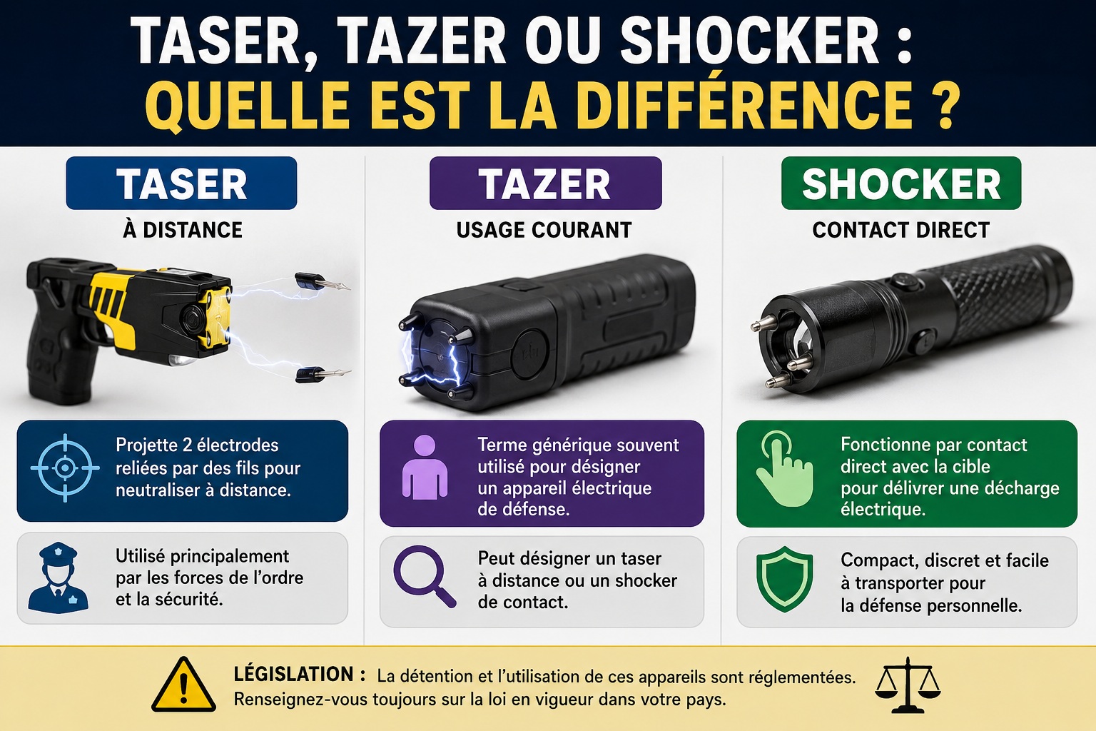 Quelle est la différence entre un taser, un tazer et un shocker ?